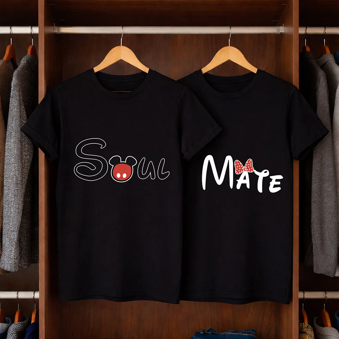 Couple Matching T-Shirts – “Soul Mate” Printed Cotton Tees for Couples - Image 5