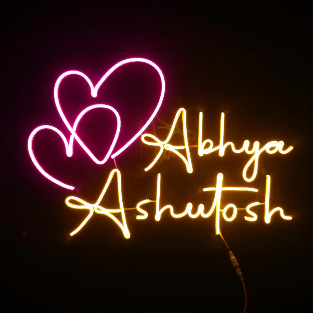 Couples Customized Neon Name Light Frames-16x30" - Image 3
