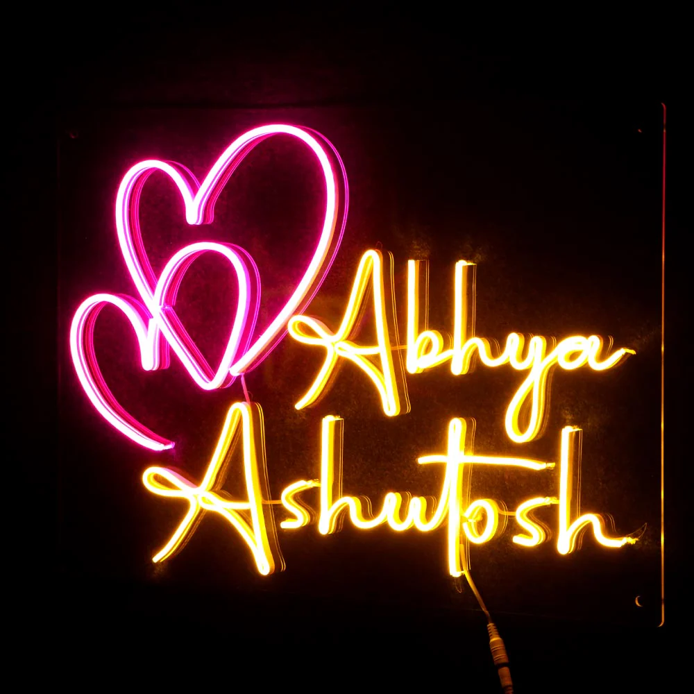 Couples Customized Neon Name Light Frames-16x30" - Image 4