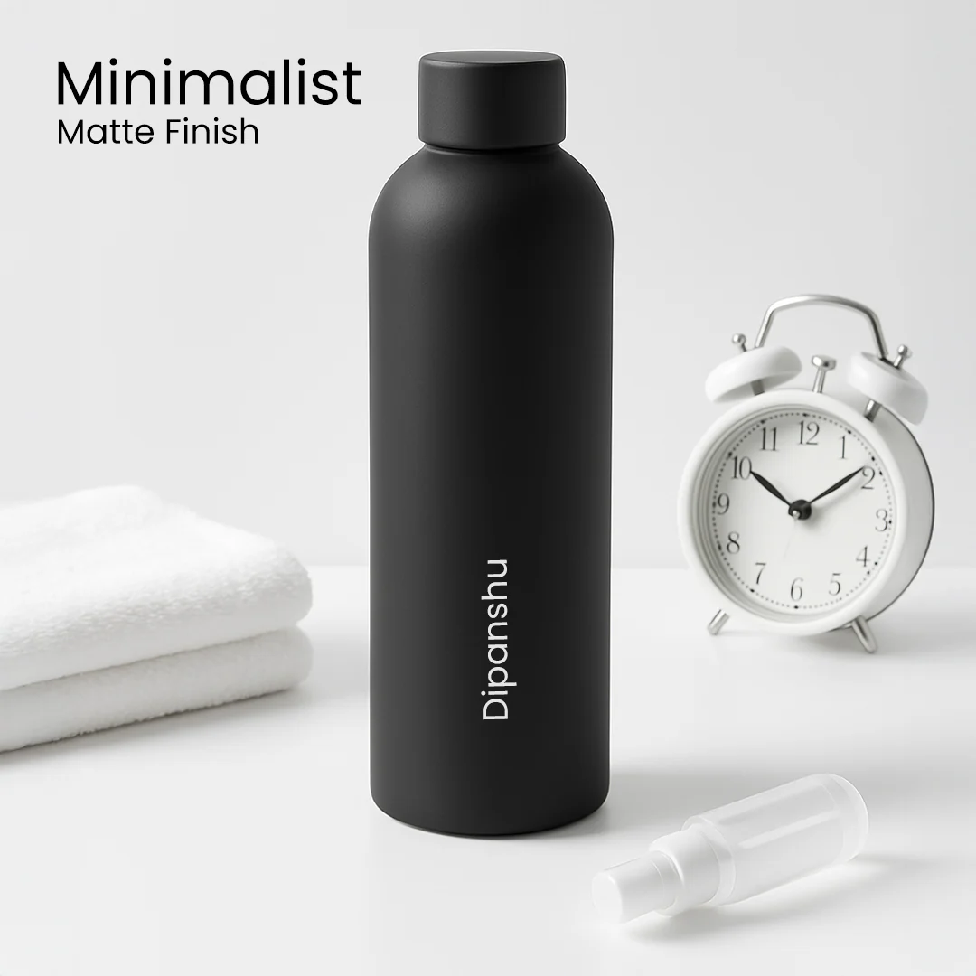Custom Black Matte Stainless Steel Water Bottle – 500ml