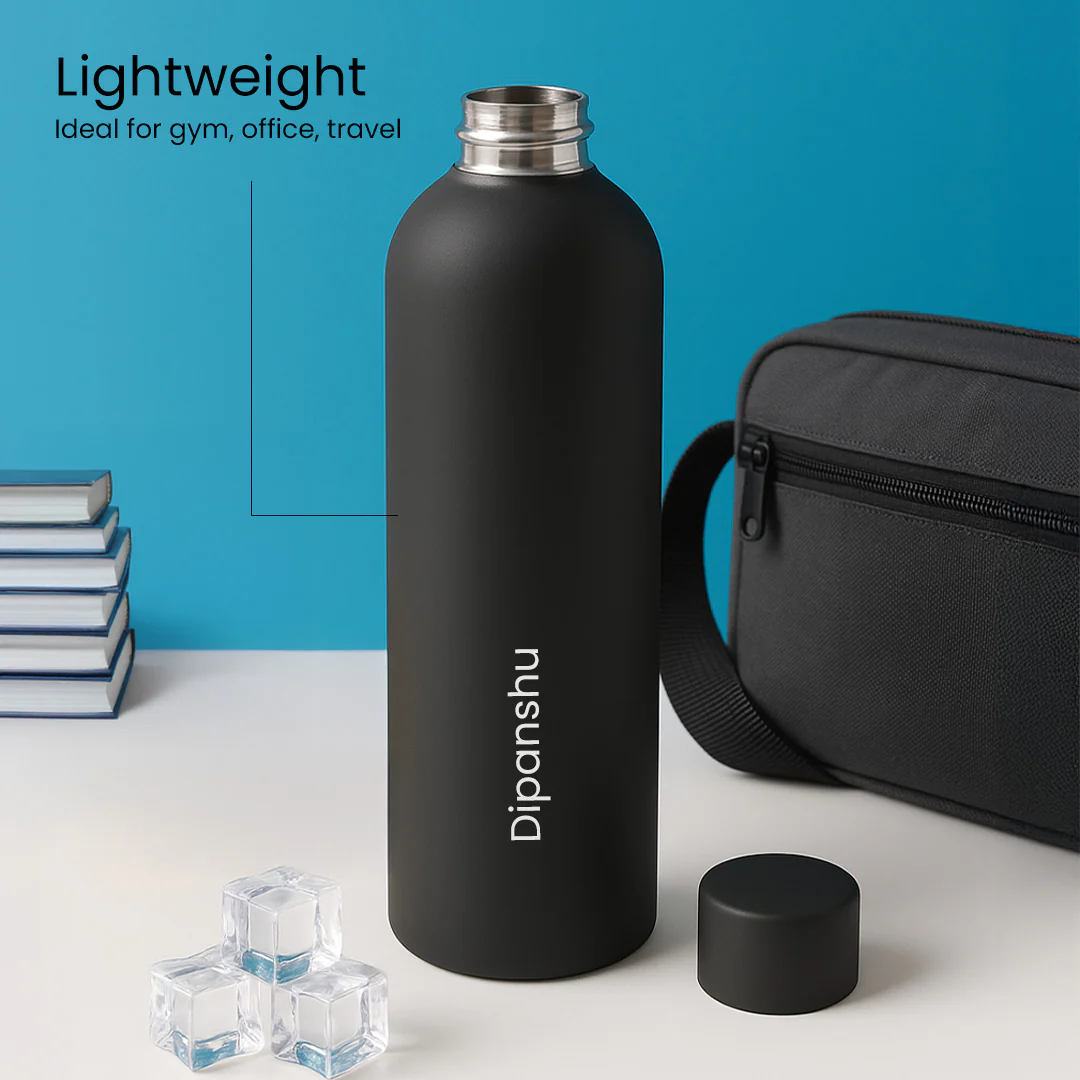 Custom Black Matte Stainless Steel Water Bottle – 500ml - Image 2
