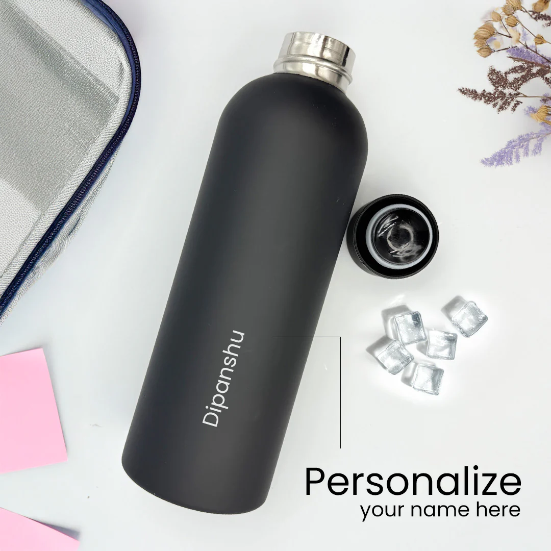 Custom Black Matte Stainless Steel Water Bottle – 500ml - Image 3