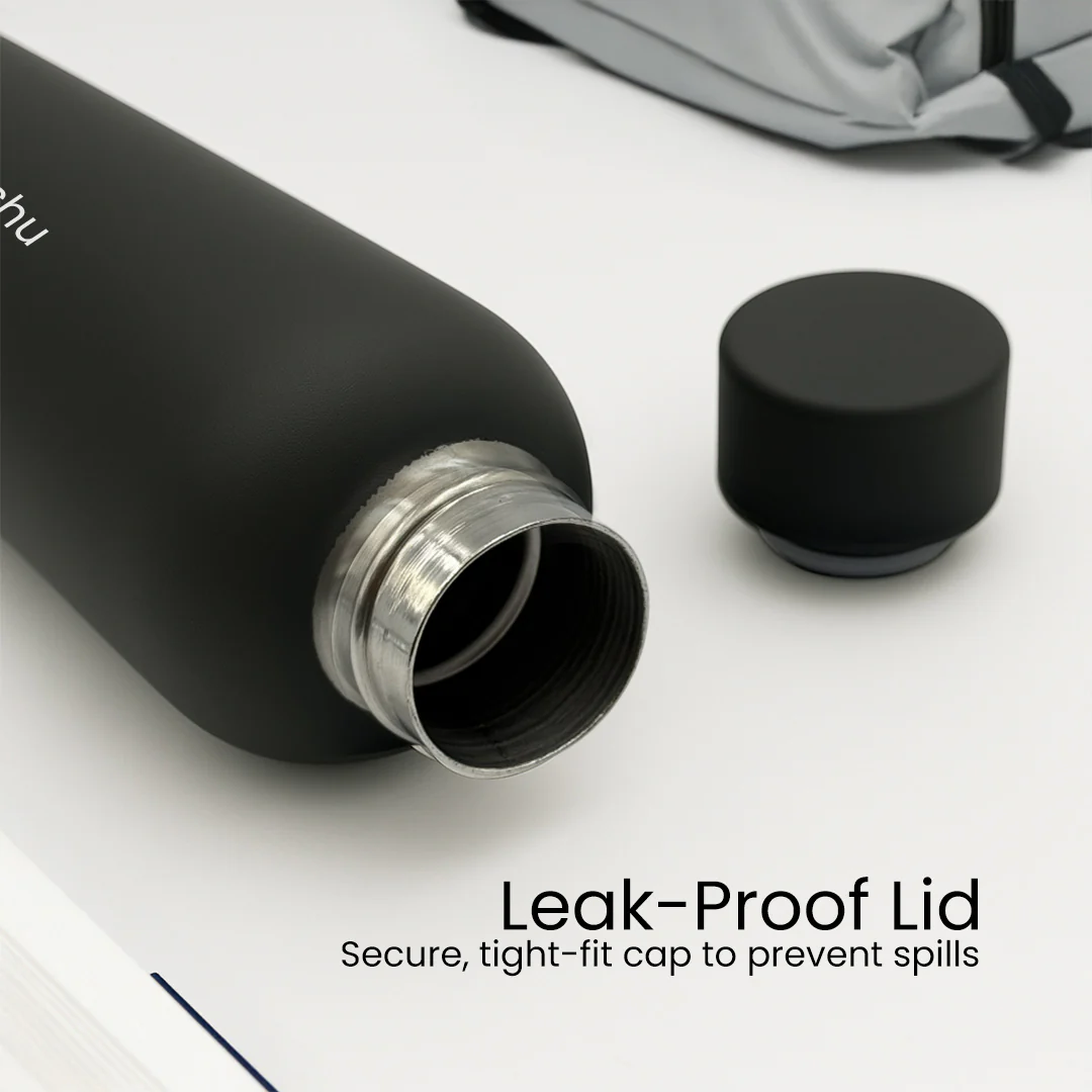 Custom Black Matte Stainless Steel Water Bottle – 500ml - Image 4