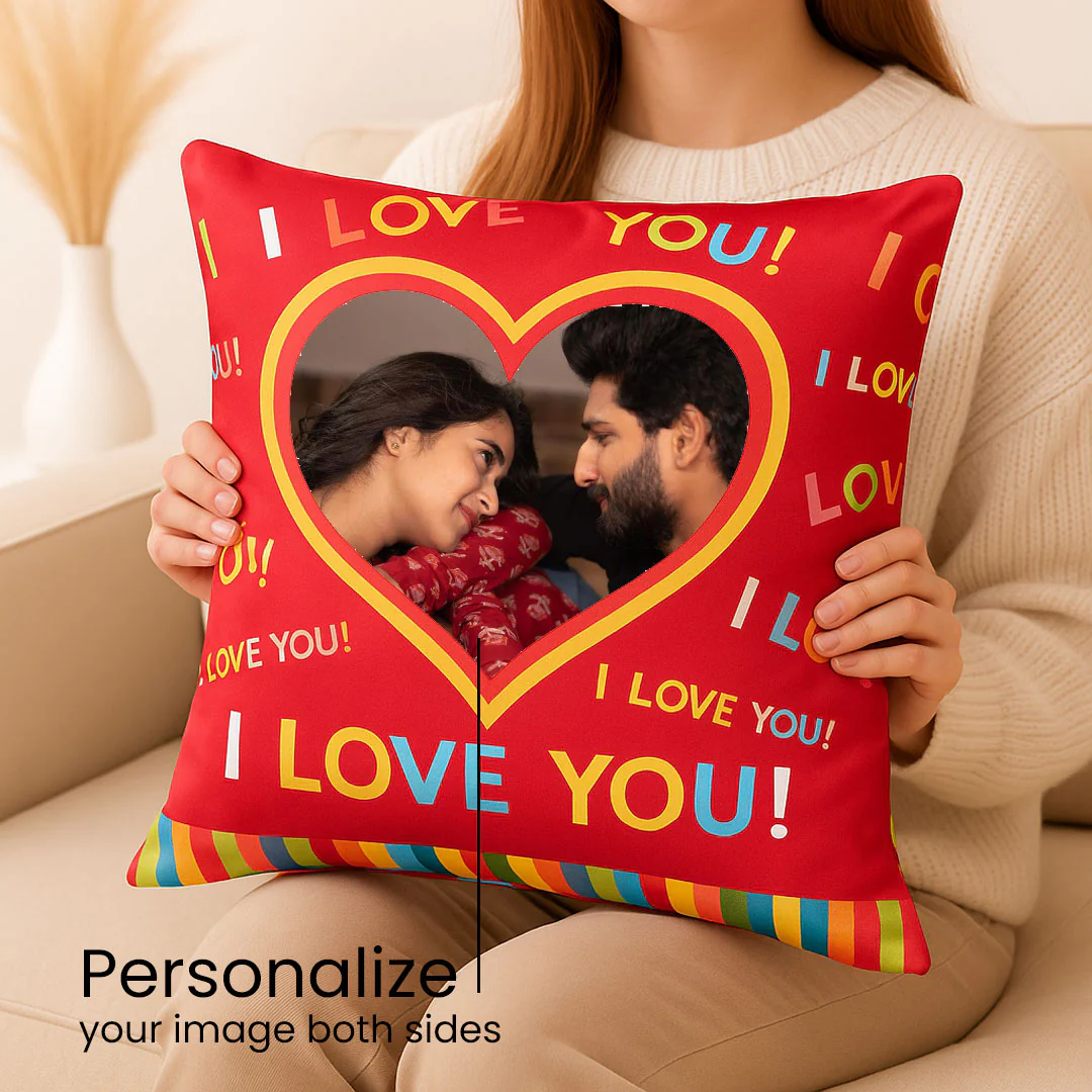 Custom Couple Photo Cushion– Double-Sided Print - Image 2