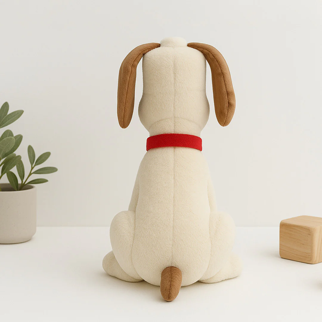 Custom Dog Plush Toy with Red Polka Bow - Image 3