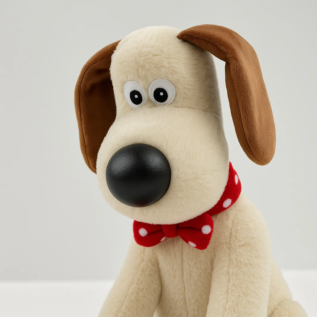 Custom Dog Plush Toy with Red Polka Bow - Image 4