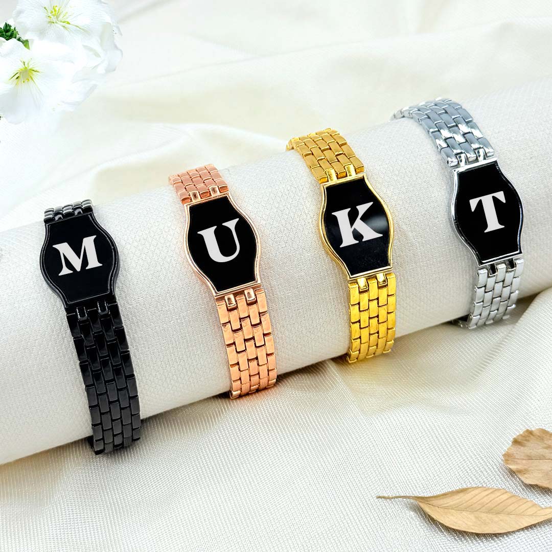 Custom Initial Metal Strap Bracelet – Stylish & Elegant - Image 2