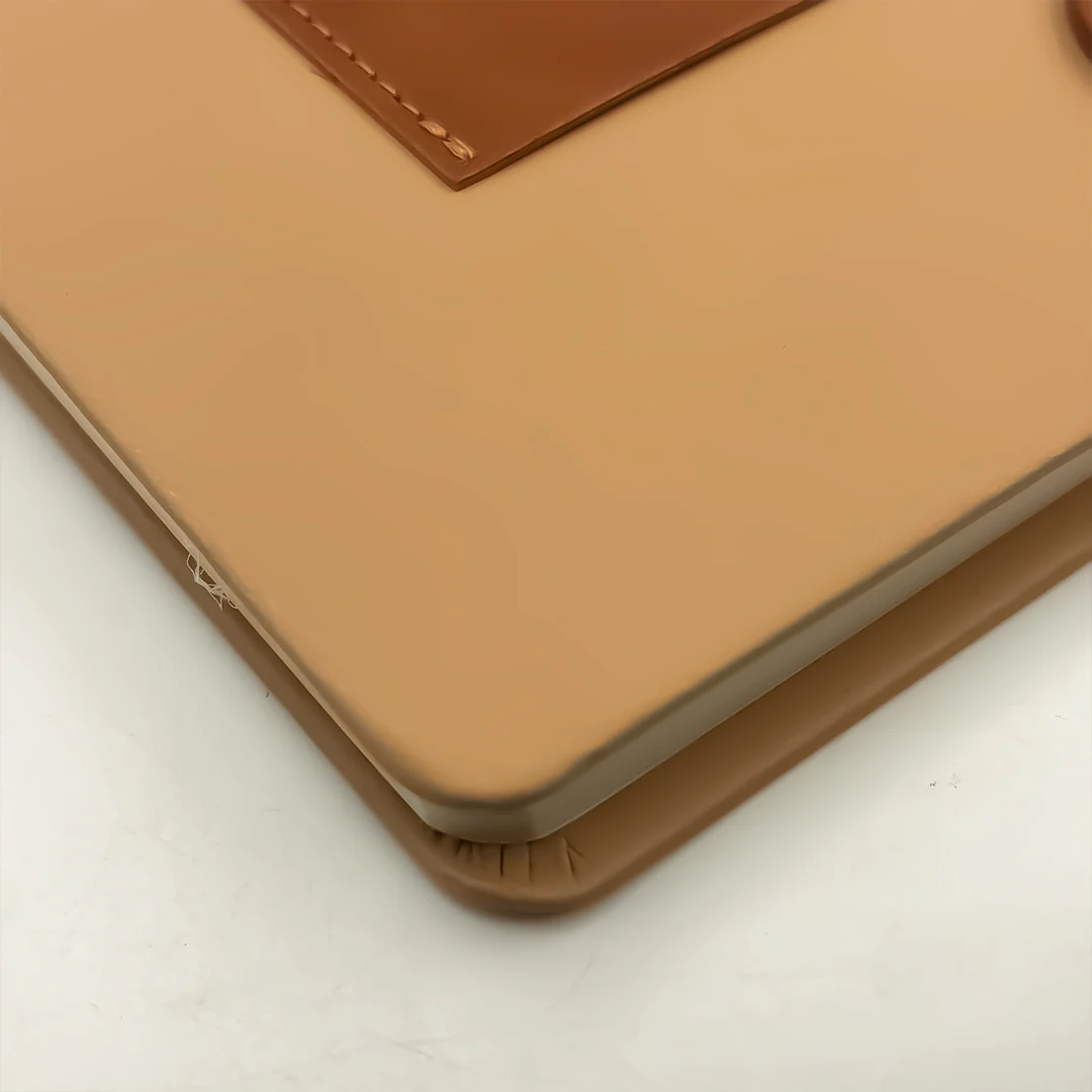 Custom Tan & Brown Leatherette Notebook - Image 11