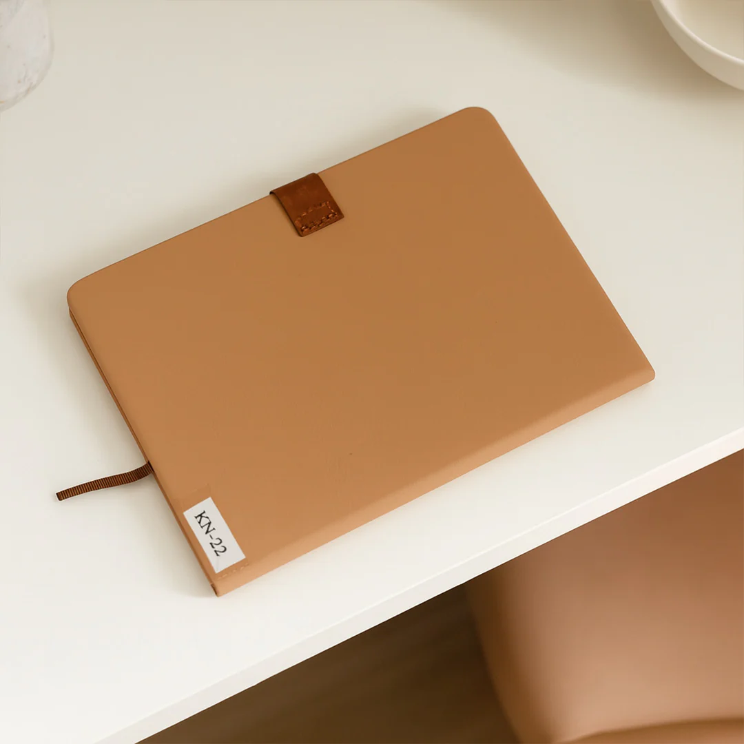 Custom Tan & Brown Leatherette Notebook - Image 9
