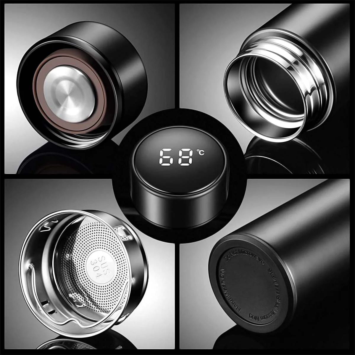Custom Temperature Water Bottle ( Matte Black 500ml) - Image 7