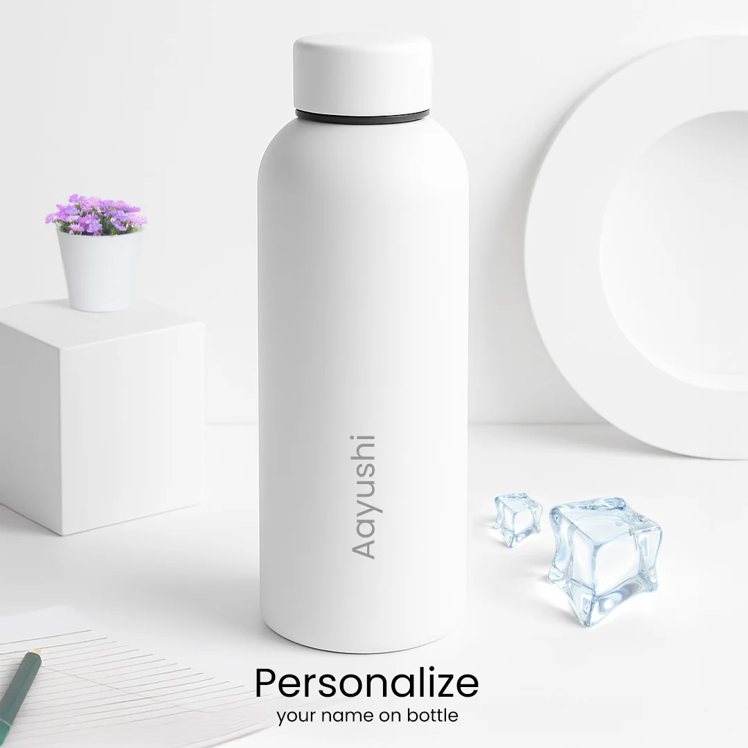 Custom White Matte Stainless Steel Water Bottle – 500ml