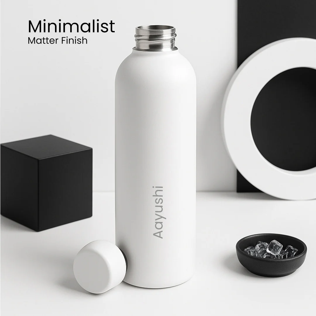 Custom White Matte Stainless Steel Water Bottle – 500ml - Image 2