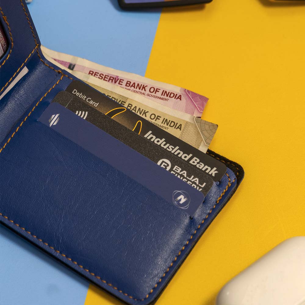 Premium Color Leather Wallet - Blue - Image 3