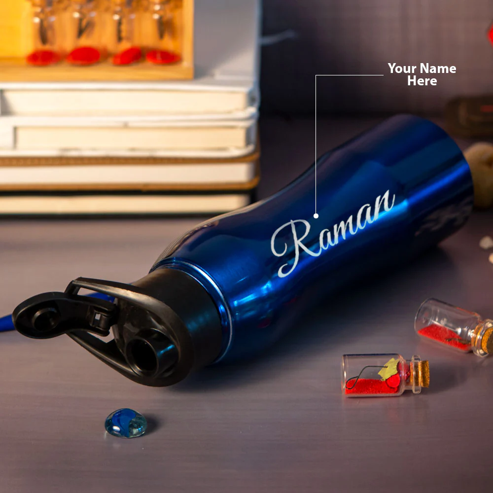 Personalized Blue Stainless Steel Sipper Water Bottle - Image 3