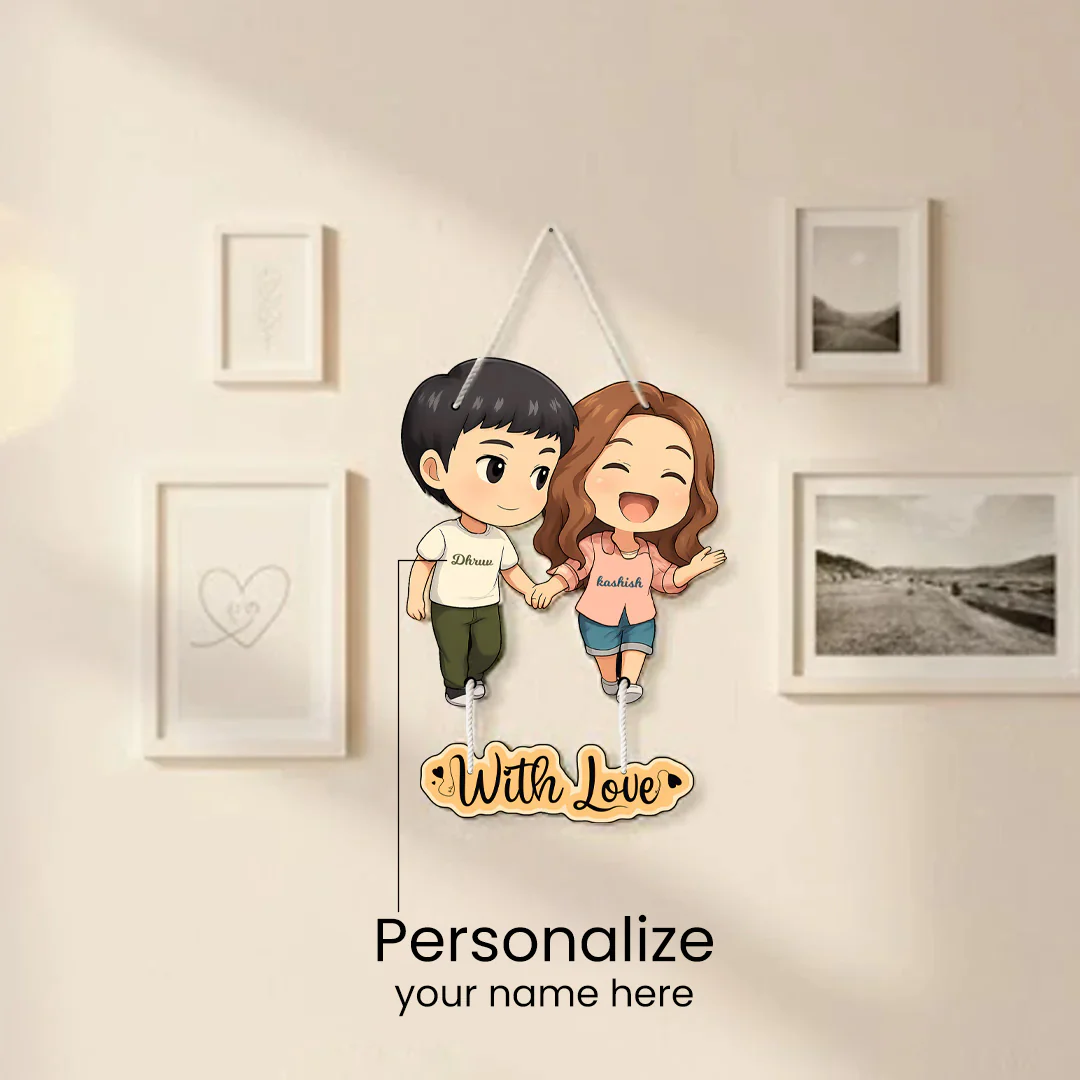 Customized Couple Cartoon Wall Hanging (11x16") - Image 2