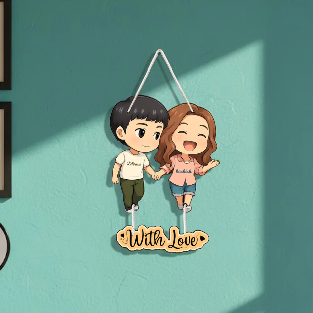 Customized Couple Cartoon Wall Hanging (11x16") - Image 4