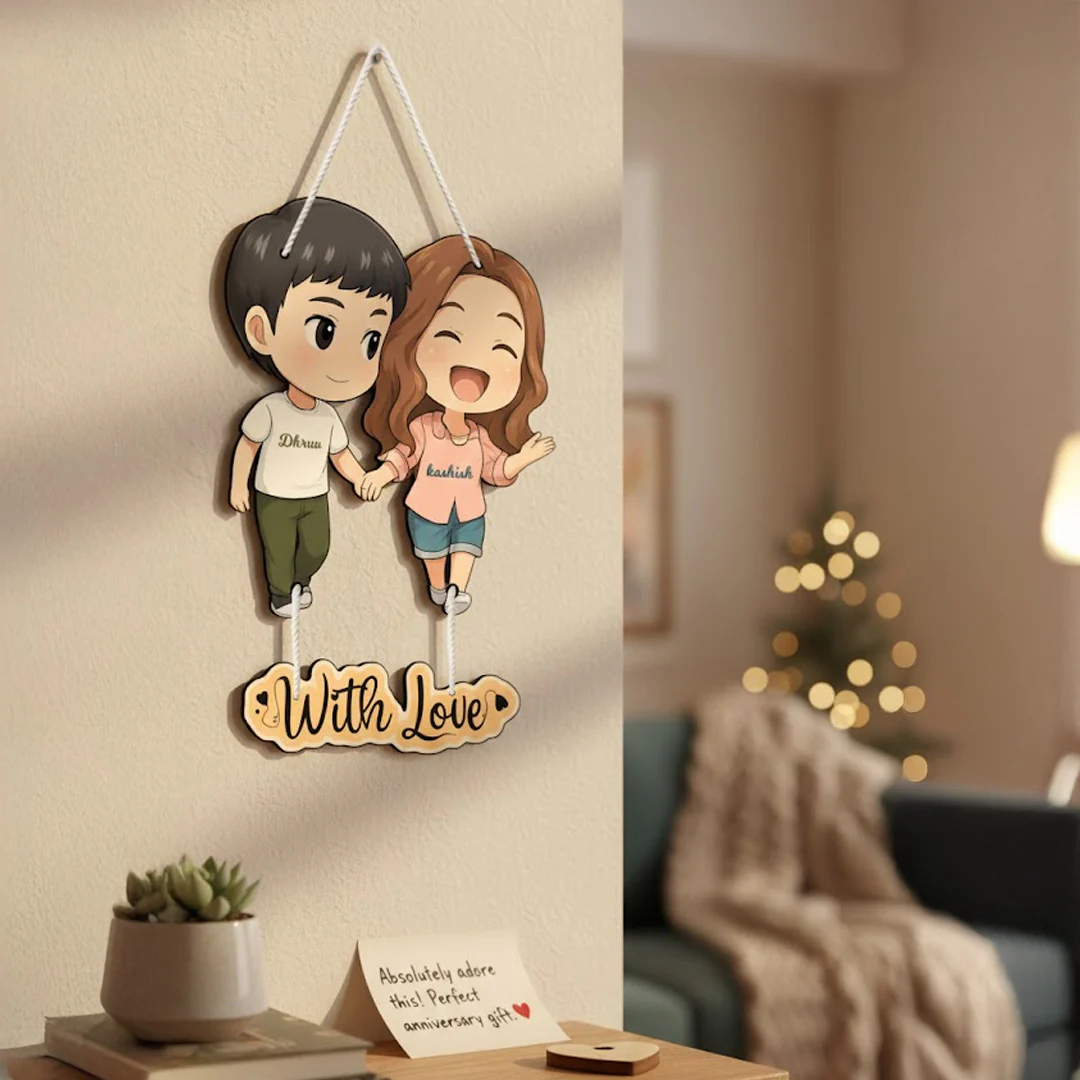 Customized Couple Cartoon Wall Hanging (11x16") - Image 5
