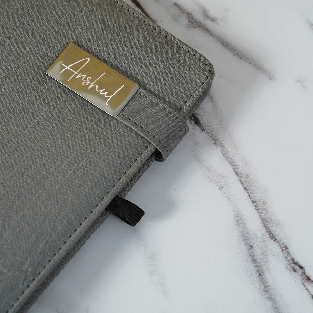 Customized Diary With Flip Strap Closure - Dark Gray - Image 3