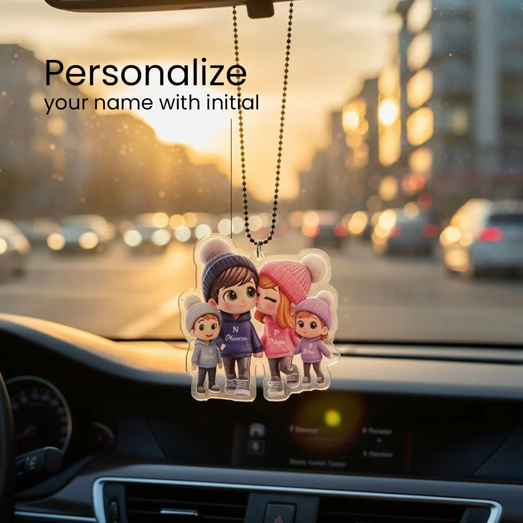 Customized Family Car Hanger– Initial & Name Design (Acrylic) - Image 4