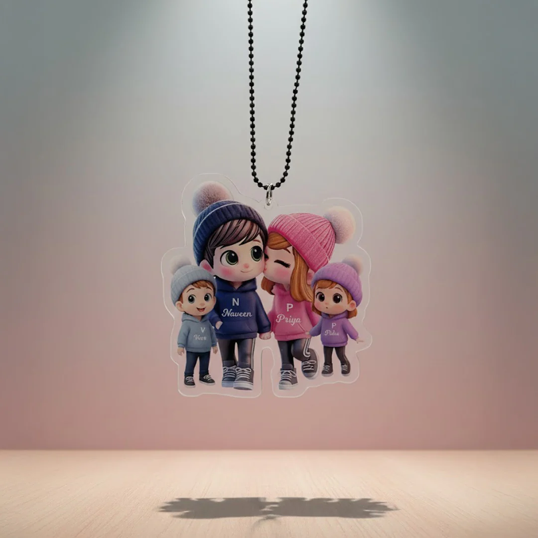 Customized Family Car Hanger– Initial & Name Design (Acrylic) - Image 6
