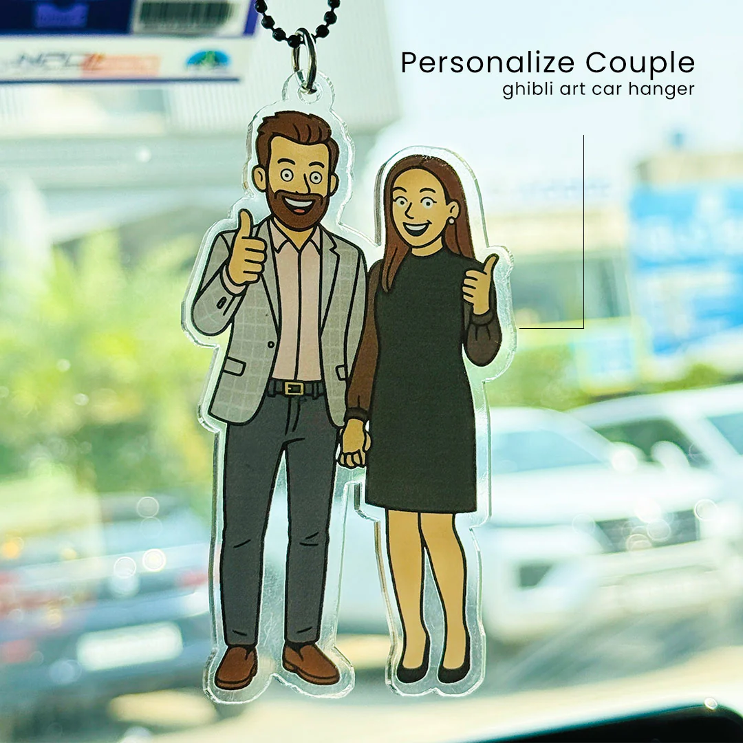 Customized Cartoon Art Couple Car Hanger - Image 3