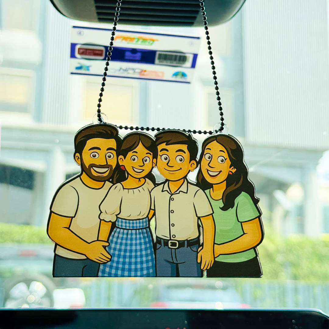 Customized Cartoon Art Family Car Hanging - Image 3