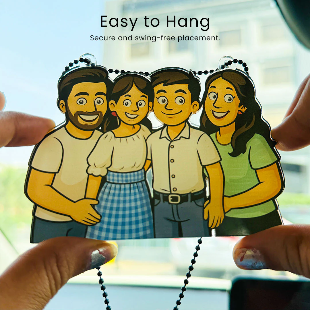 Customized Cartoon Art Family Car Hanging - Image 5