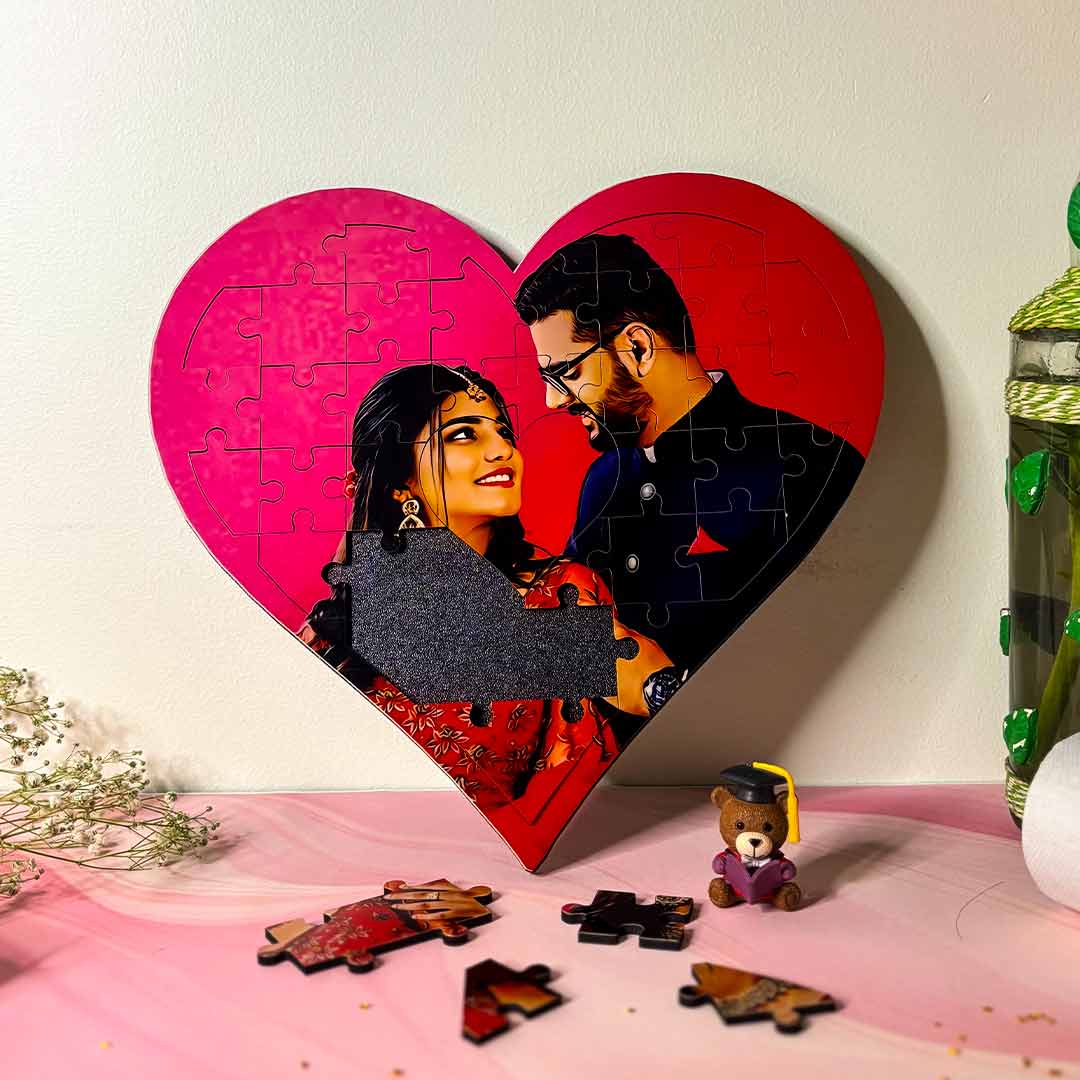 Customized Heart Shape Puzzle for Valentine With Oil Painting - Image 2