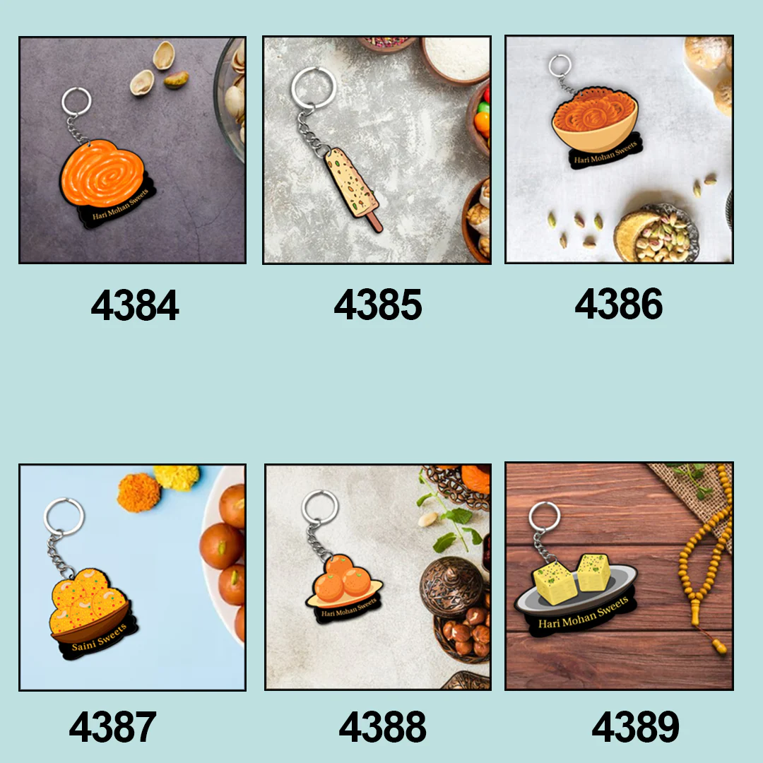 Customized Indian Sweets Keychain Or Keyring With Name - Image 22