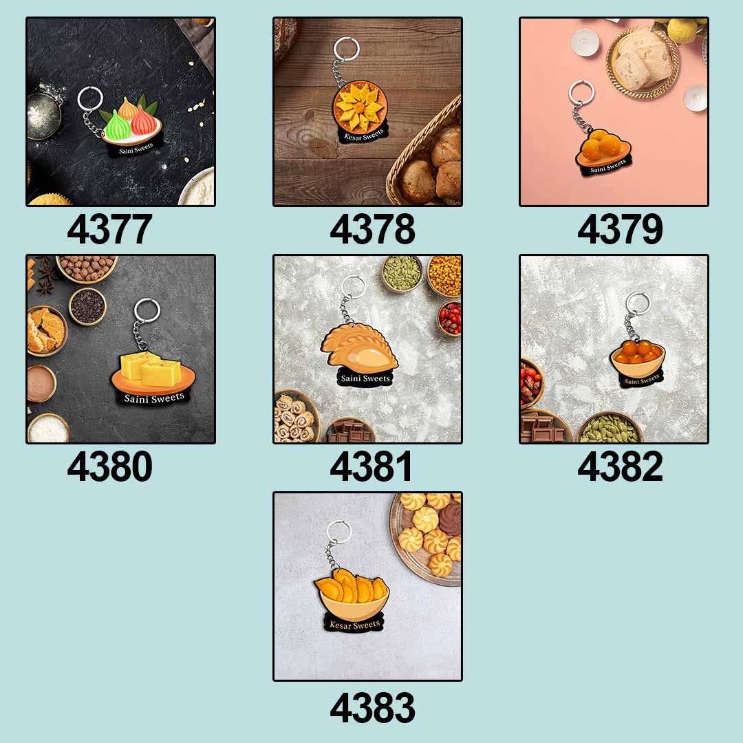 Customized Indian Sweets Keychain Or Keyring With Name - Image 8