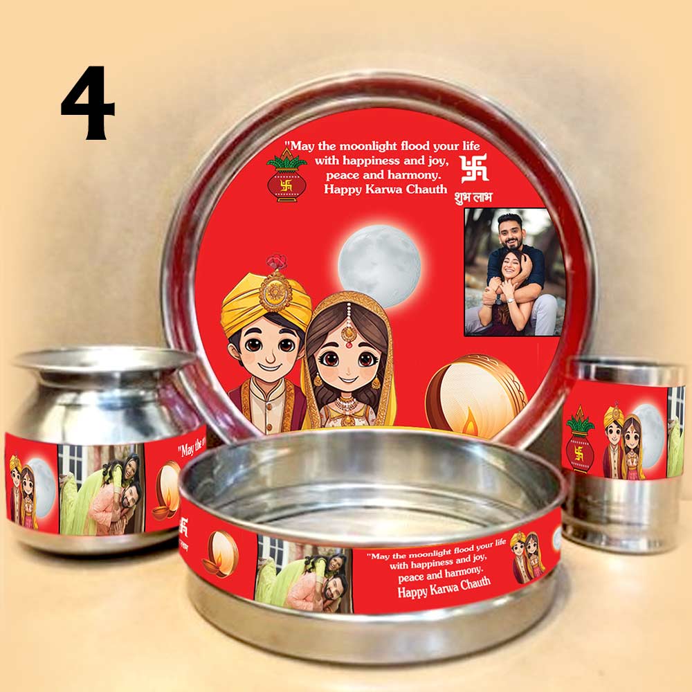 Customized Karwa Chauth Pooja Thali Set - Image 4