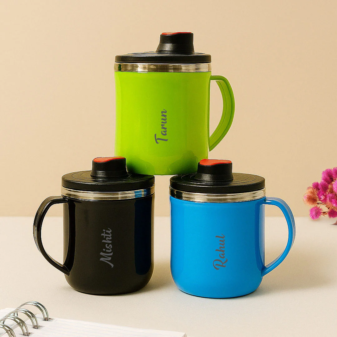 Customized Kids Steel Mug with Lid - Image 3