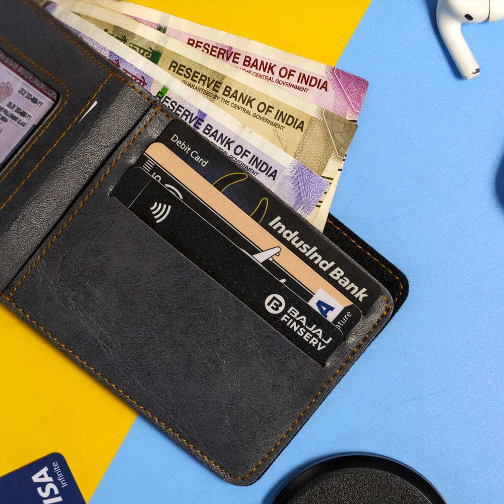 Premium Color Leather Wallet - Dark Gray - Image 4