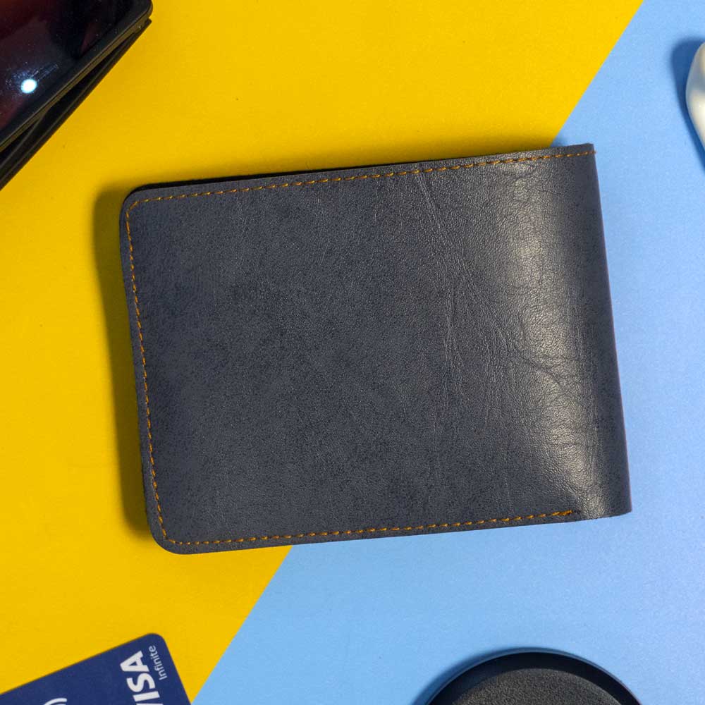 Premium Color Leather Wallet - Dark Gray - Image 6