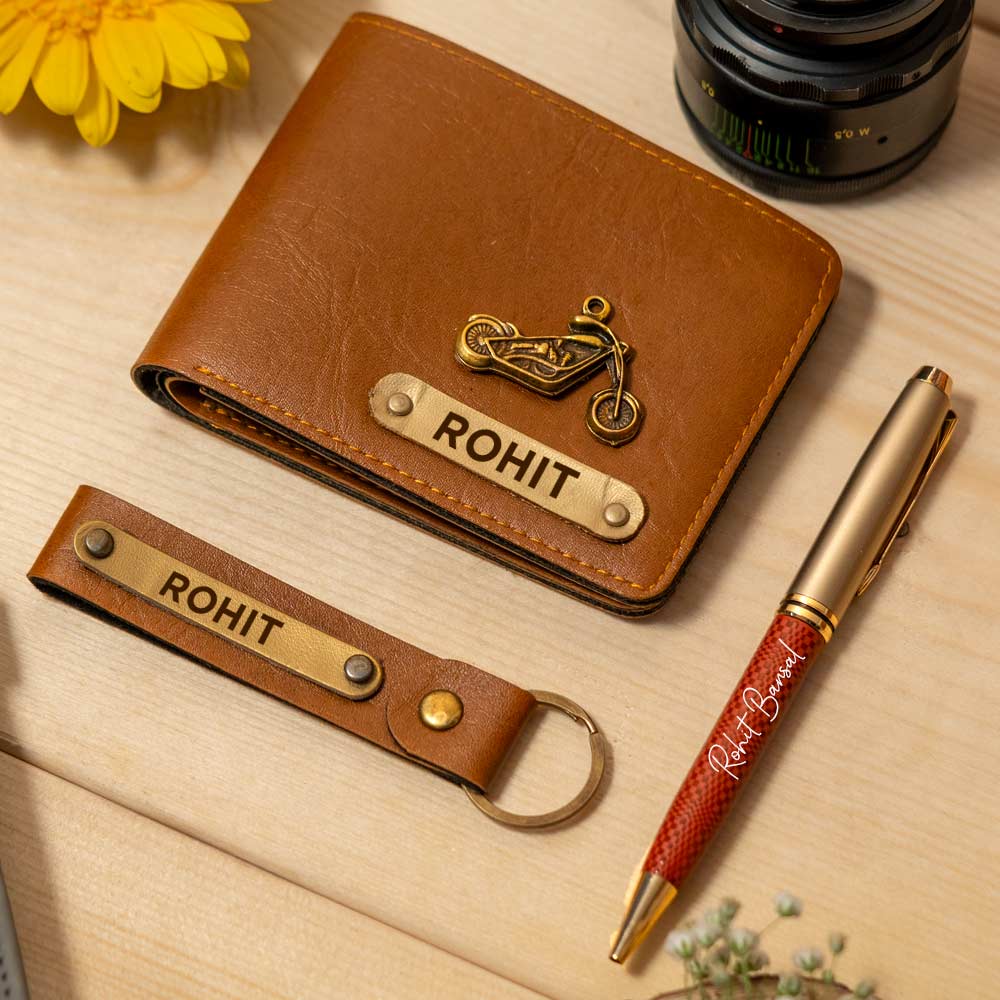 Customized Men's Wallet, Pen & Keychain Combo - Image 12