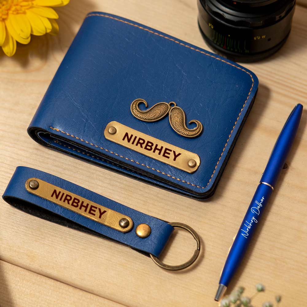 Customized Men's Wallet, Pen & Keychain Combo - Image 13