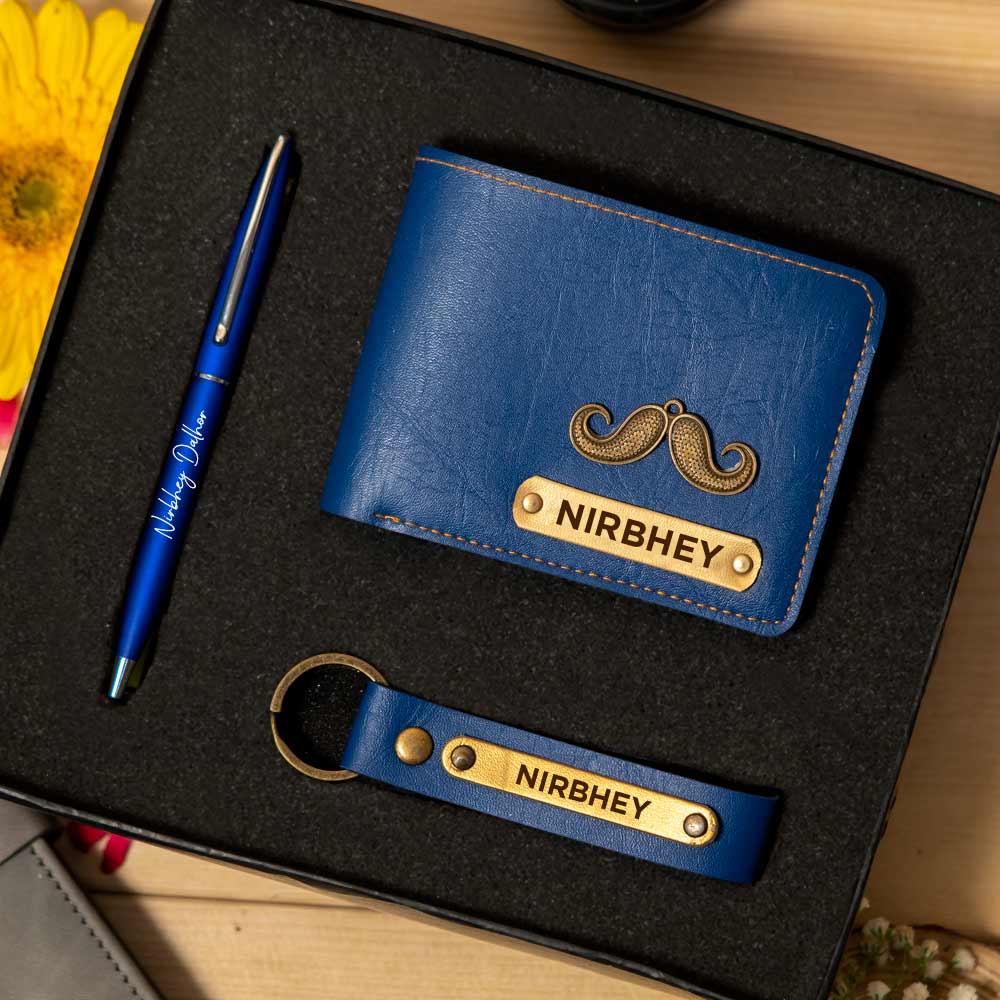 Customized Men's Wallet, Pen & Keychain Combo - Image 2
