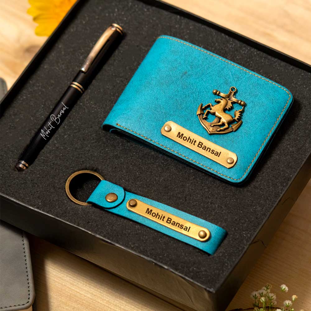 Customized Men's Wallet, Pen & Keychain Combo - Image 4