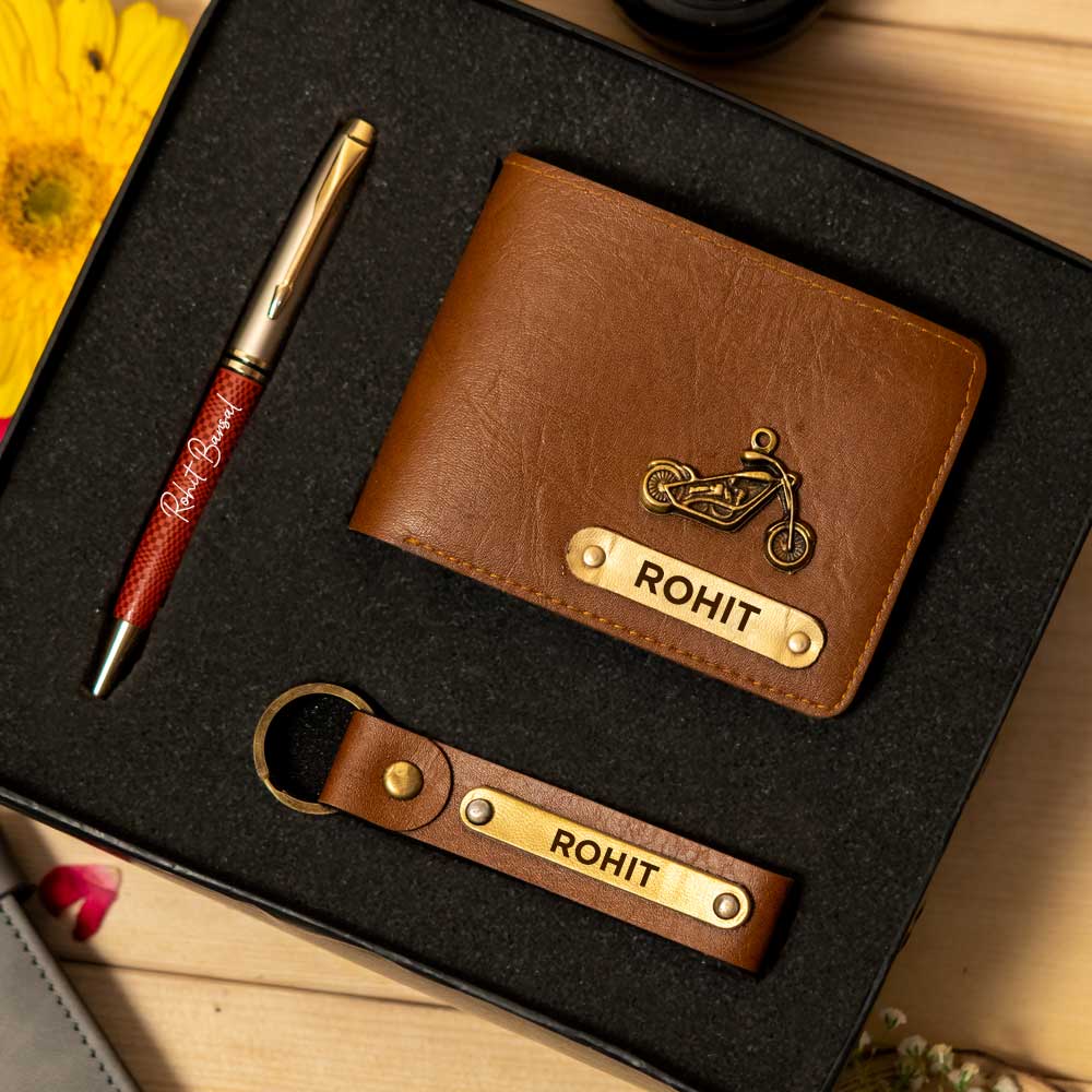 Customized Men's Wallet, Pen & Keychain Combo - Image 6