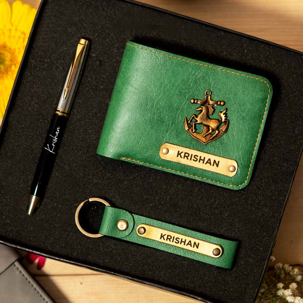 Customized Men's Wallet, Pen & Keychain Combo - Image 7