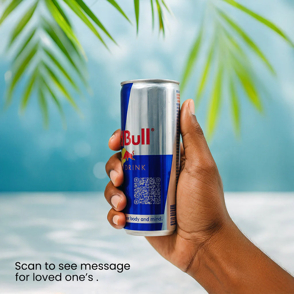 Customized Message Red Bull Can with QR Code - Image 2
