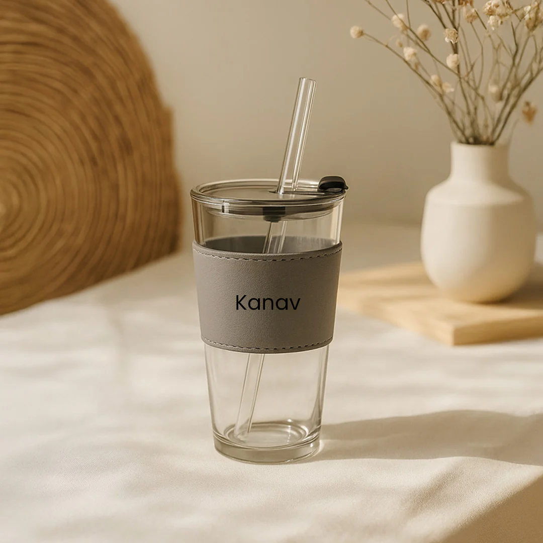 Customized Name Glass Tumbler with Straw – 250ml - Image 3