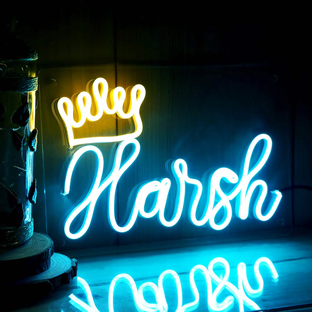 Customized Neon Name Light Frames With Crown