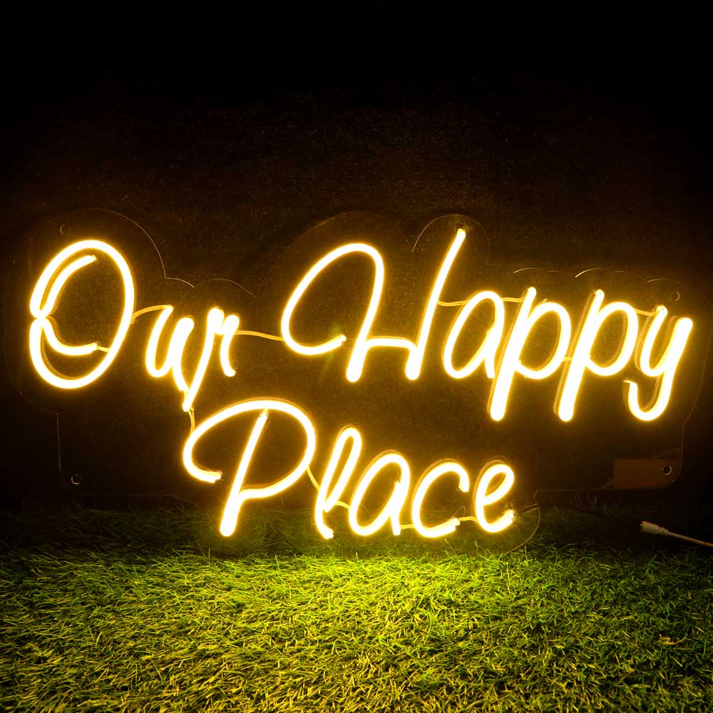 Customized Our Happy Place Neon Light Frames - Image 3