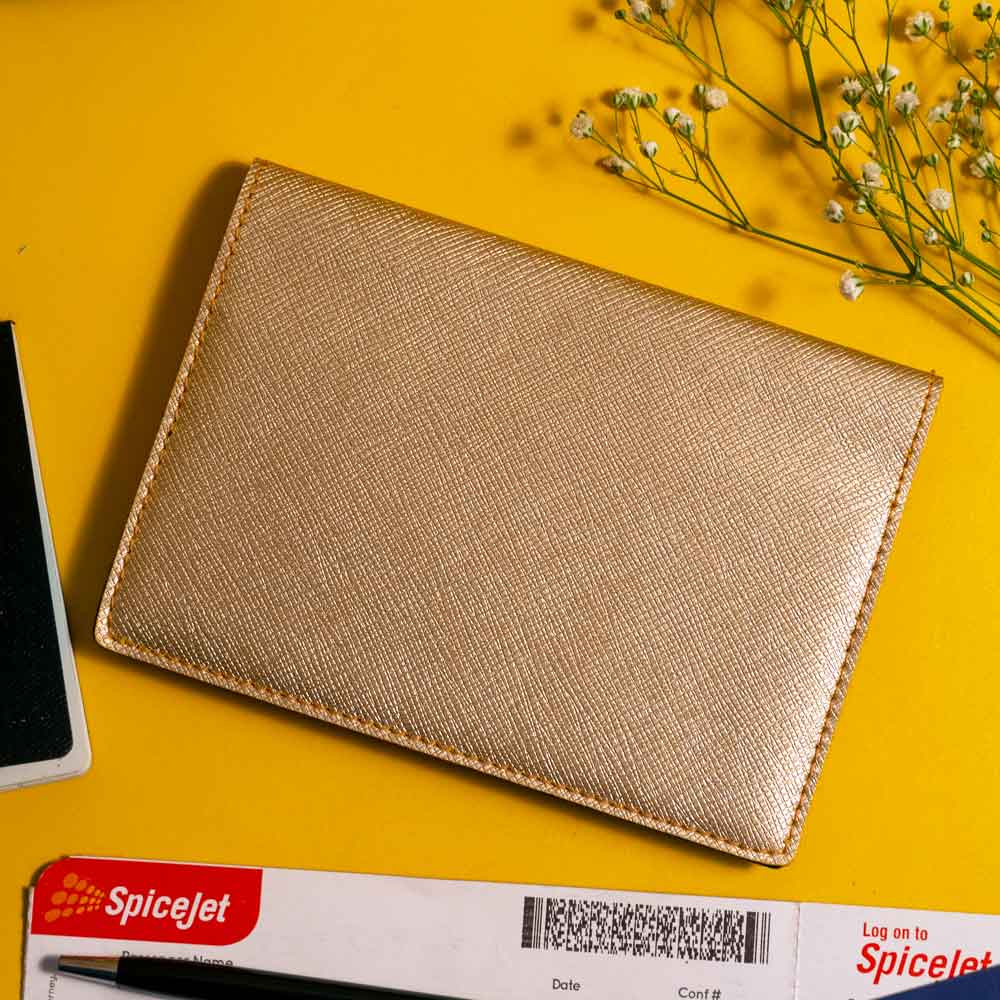 Personalized Leather Passport Cover With Name & Charm - Harvest Gold - Image 4