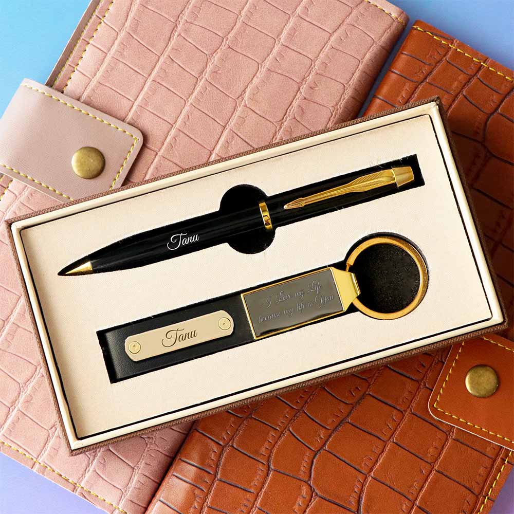 Customized Pen And Keychain Gift Set - Image 2