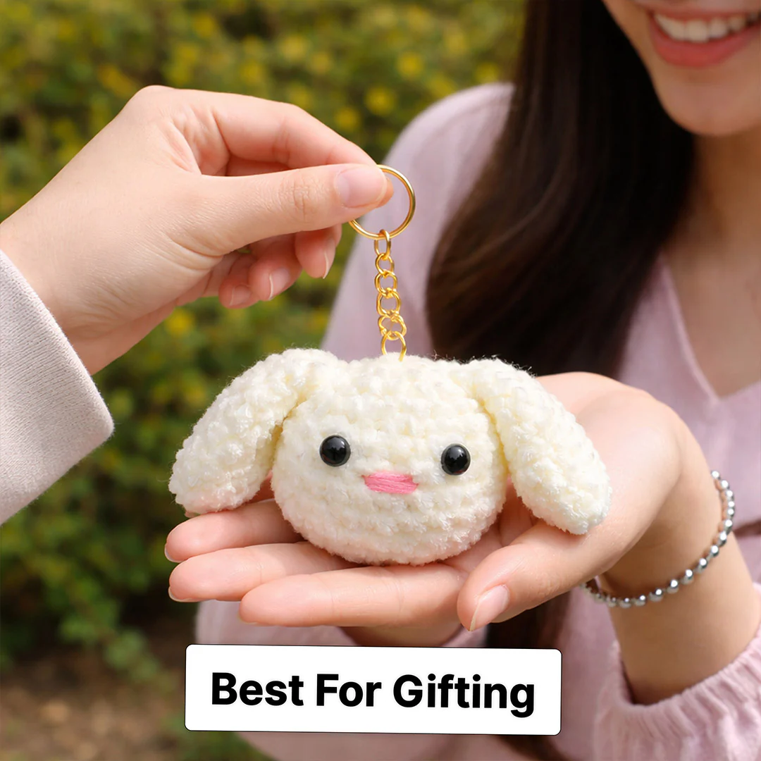 Cute Bunny Pom Pom Keychain – Fluffy Rabbit Bag Charm - Image 3