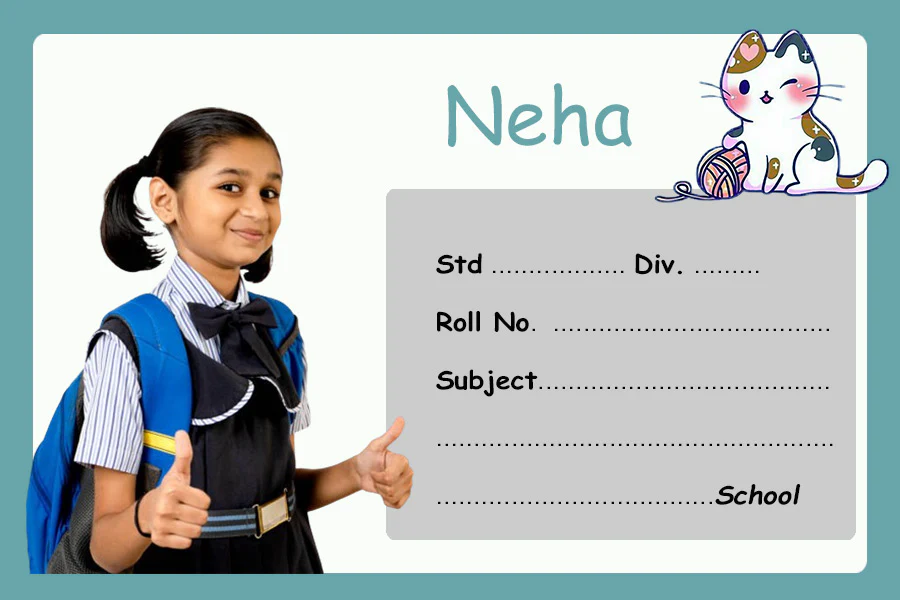 Cute Cat Customized  Name Slip | 12x18" Sheet with 36 Labels