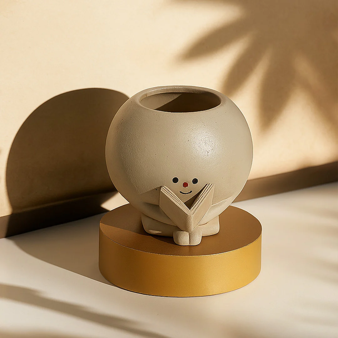 Cute Character Reading Planter - Image 3