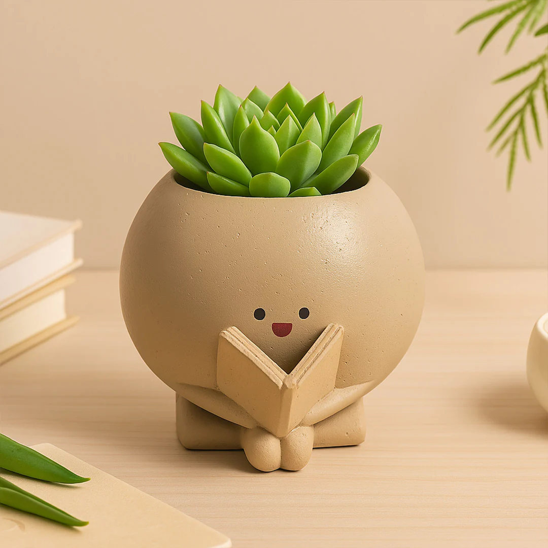 Cute Character Reading Planter - Image 4